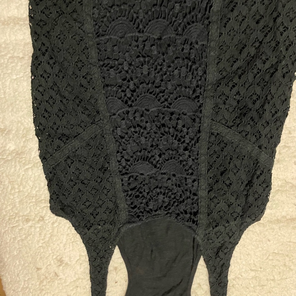 Mudd Black Tank Top with Intricate Lace Patterns